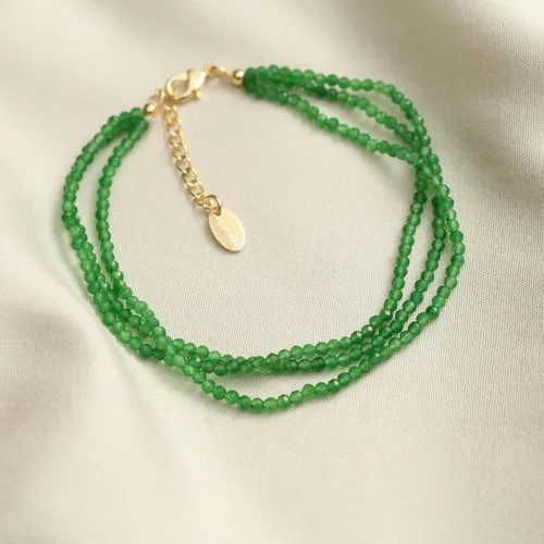 Vista 29 de Gempires - Pulseras de cuentas naturales de múltiples hebras, ligeras, hechas a mano, hipoalergénicas, de 8 pulgadas, chapadas en oro, elegantes