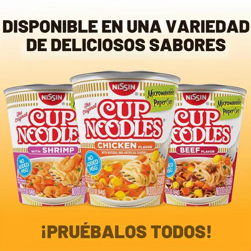 Vista 7 de Nissin Cup Noodles Sopa, Sabor a Carne de Res, Vasos de Papel Aptos para Microondas, Ramen Instantáneo, 2.25 Onzas (Paquete de 12)