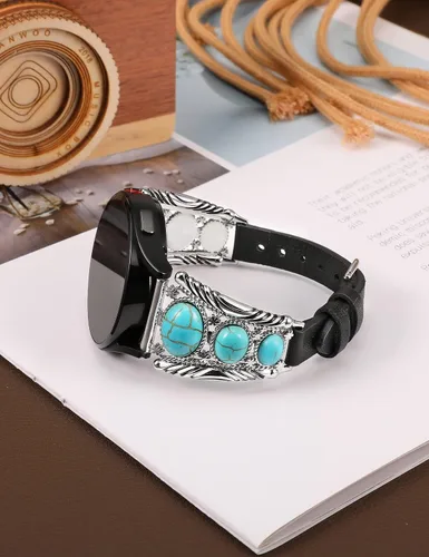 Vista 3 de Correa de cuero Minyee compatible con Samsung Galaxy Watch 7/6/5/4/FE/Active 2 de 40mm 44mm/Watch 6 Classic de 43mm 47mm/Watch 5 Pro de 45mm