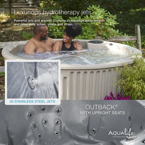 Vista 6 de Outback - Bañera de hidromasaje, se adapta a 6 personas, compatible con salida estándar, 20 chorros de masaje, cubierta incluida, Aqualife by Strong