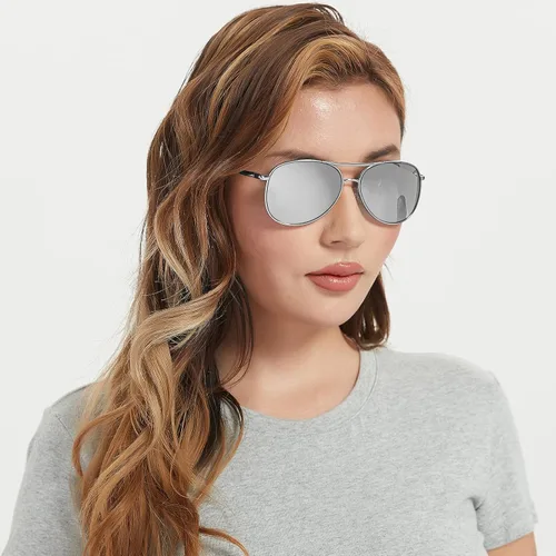 Vista 9 de BOTPOV Gafas de sol de aviador para hombres y mujeres, polarizadas, protección UV400, lente espejada, marco de metal con bisagras de resorte..