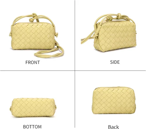 Vista 6 de Woven Crossbody Bag For Women Vegan Leather Purses Handwoven Shoulder Bag Zip Closure
