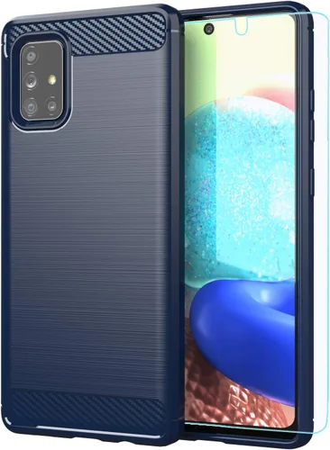 Vista 10 de M MAIKEZI Funda para teléfono celular Galaxy A71 5G, TPU suave funda protectora delgada de moda con protector de pantalla HD (negro)