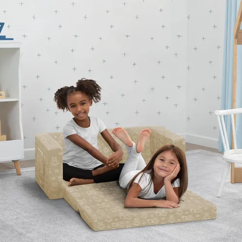 Vista 3 de Serta Perfect Sleeper Sofá Convertible Extra Ancho a Tumbona - Cómodo Sofá/Cama Plegable 2 en 1 para Niños, Crema