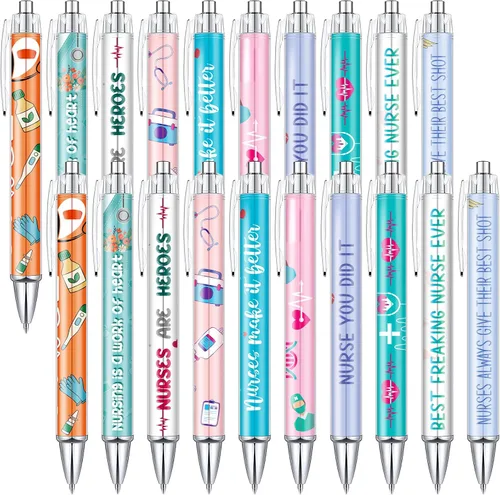 Vista 8 de Geyee - Bolígrafos de enfermera, bonitos bolígrafos retráctiles para enfermera, bolígrafos de enfermería de tinta divertida, para asistentes