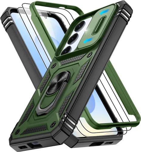 Vista 238 de Gritup Funda para Google Pixel 6 con cubierta deslizante para cámara y protector de pantalla (2 unidades), soporte de anillo giratorio 360°, funda