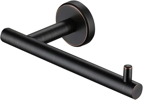 Vista 28 de JQK Soporte de papel higiénico negro, dispensador de papel higiénico de acero inoxidable 304 de 5 pulgadas de grosor de 0.032 in, montaje en pared