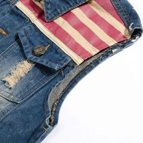 Vista 4 de Idopy Chaleco sin mangas de mezclilla rasgada, estilo retro, para hombre