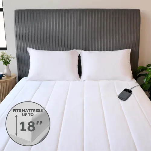 Vista 7 de Sunbeam - Funda para colchón con poliéster y conexión Wi-Fi, cobija eléctrica, 10 ajustes de calor, tamaño individual