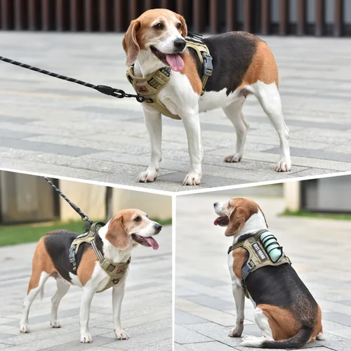 Vista 6 de PET MARVEL Arnés para perro resistente con asa, chaleco ajustable sin tirones para exteriores con hebillas de metal, panel MOLLE y tiras