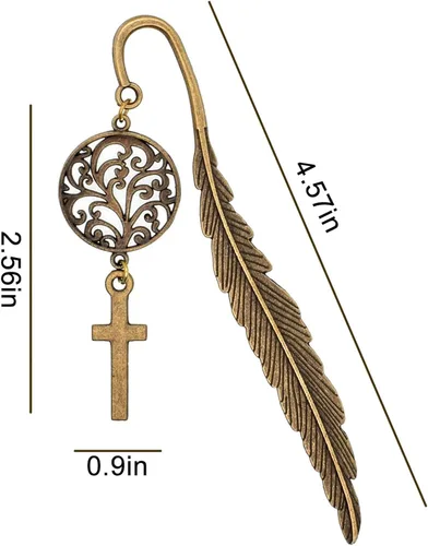 Vista 3 de Marcador de pluma de metal BLBMH Planificador de la Biblia con cruz Marcador de libro de oración para mujeres hombres sacerdote Regalos cristianos