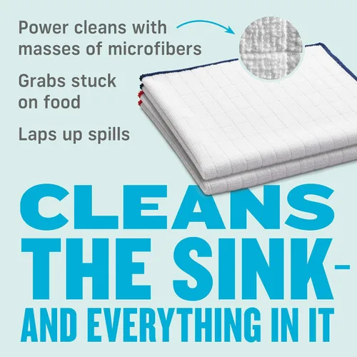 Vista 2 de E-Cloth Wash & Wipe Dish Cloth, Microfiber Cleaning Cloth Reusable Paper Towel Alternative Cloths, Dish Towels for Drying Dishes, Glassware