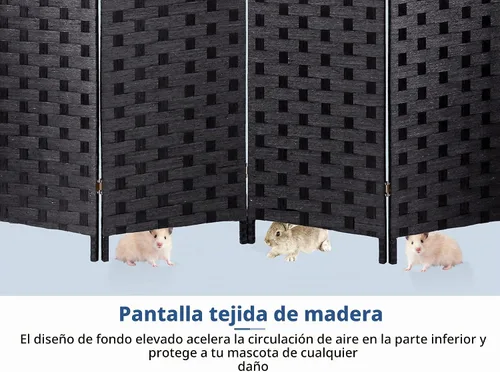 Vista 2 de Divisor de habitación de madera de 4 paneles de 6 pies de alto, divisor de pared de privacidad plegable de madera, pantalla de división portátil