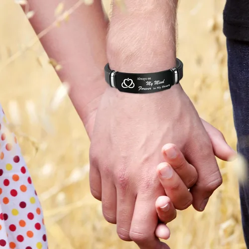 Vista 4 de ubmpj Pulsera de fotos personalizada para mujeres y hombres – Pulseras conmemorativas con imagen personalizada – Banda grabada de acero inoxidable