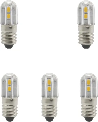 Vista 5 de Bombilla LED E10, 5 bombillas de repuesto de tornillo en miniatura de 6 V de 6 V, 1 W, 100 LM, 6500 K (blanco frío, 6 V)