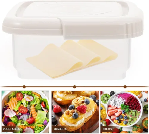 Vista 2 de Cabilock Contenedores de almacenamiento de queso con tapa, soporte de rebanadas de plástico reutilizable, caja de queso hermética, contenedor