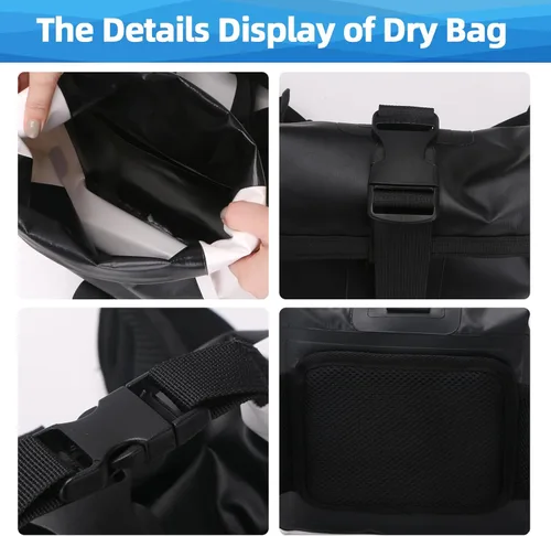 Vista 10 de Riñonera impermeable, bolsa seca flotante con correa ajustable para la cintura de gran capacidad, bolsa de cintura impermeable para kayak, barco