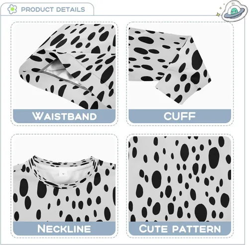 Vista 3 de Sudadera con estampado de piel de perro dálmata para niño y niña, suéter de manga larga con cuello redondo, ropa de otoño e invierno