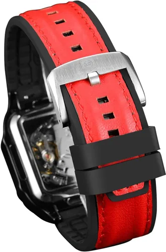 Vista 9 de FORSINING Reloj de pulsera con diseño de esqueleto impermeable para hombre, automático, steampunk, correa de silicona, luminoso cuadrado