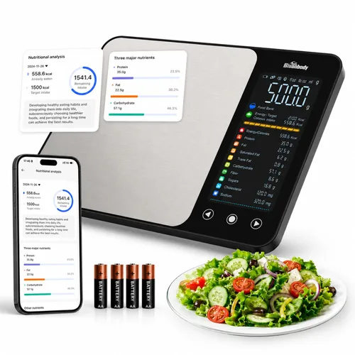Vista 9 de Báscula de cocina inteligente Bisonbody con rastreador de nutrición y aplicación Bluetooth Compatible con aplicación Bluetooth, capacidad de 11