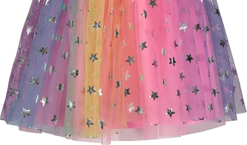 Vista 6 de JoJo Siwa Falda de malla para niñas de tul para niños pequeños a grandes, Arcoiris (Rainbow)