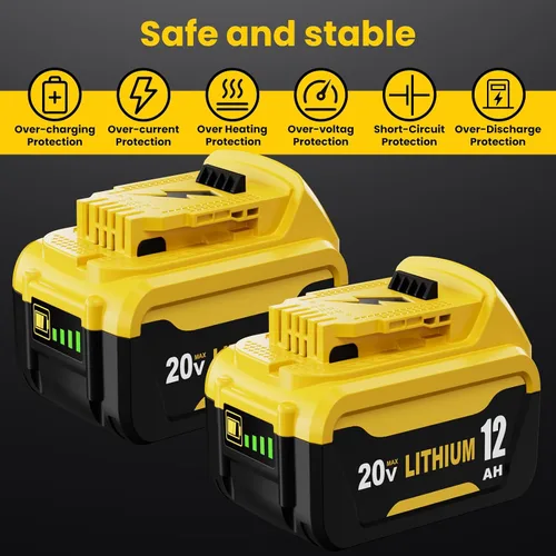 Vista 4 de 2 Pack 12000mAh Replacement for Dewalt 20V MAX Battery Lithium ion and DCB102 Charger Combo Compatible with 20V Battery Lithium DCB207 DCB206 DCB204