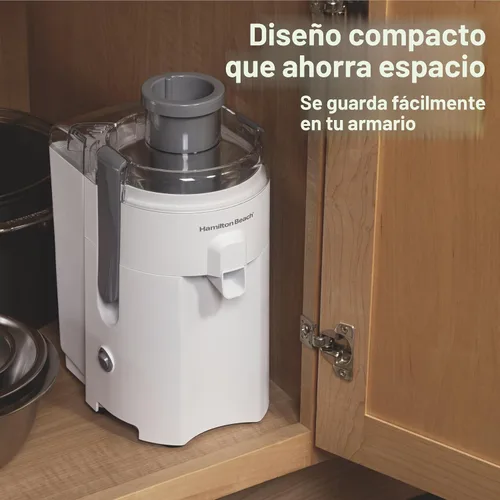 Vista 3 de Hamilton Beach HealthSmart Máquina Exprimidora, Extractor Centrífugo Compacto, Canal de Alimentación de 2.4" para Frutas y Verduras, Fácil de Blanco