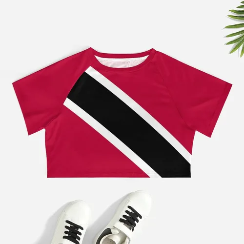 Vista 3 de Camiseta de manga corta con la bandera de Venezuela para mujer, sexy, de cintura alta, expuesta, para el ombligo, para el verano