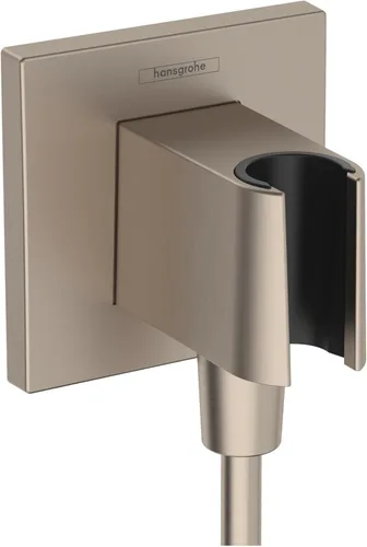 Vista 3 de hansgrohe 26889341 - Toma de pared de ducha de mano con conexión de rosca de 1/2 pulgada en cromo negro cepillado, 26889341
