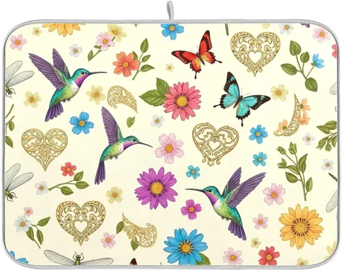 Vista 15 de Tapete de secado de platos de calabaza de otoño con girasol para encimera de cocina, absorbente, almohadilla de microfibra para secar platos