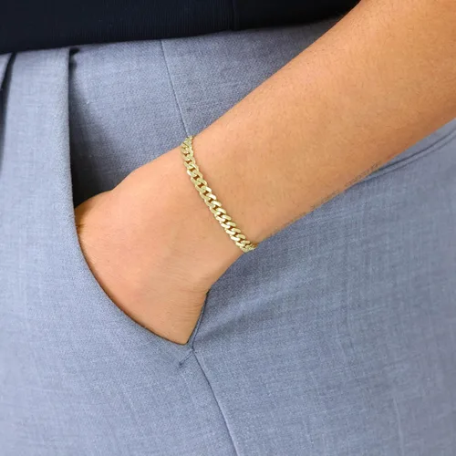 Vista 3 de Nuragold Pulsera de eslabones cubanos Miami de oro amarillo real de 10 quilates, 0.197 in, joyería italiana para hombres y mujeres