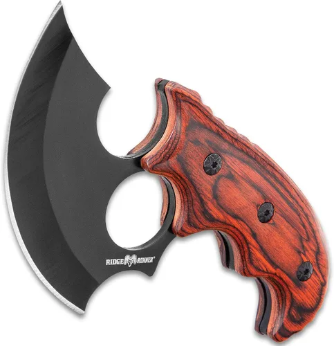 Vista 3 de Ridge Runner Mini cuchillo Ulu modificado con funda Cuchillo de caza y desollado de acero inoxidable de espiga completa de 6 1/2