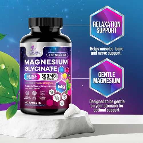 Vista 6 de Suplemento de glicinato de magnesio – 500 mg de magnesio por porción – 100% quelado y purificado – Apoya el sueño, la salud del corazón y la fuerza