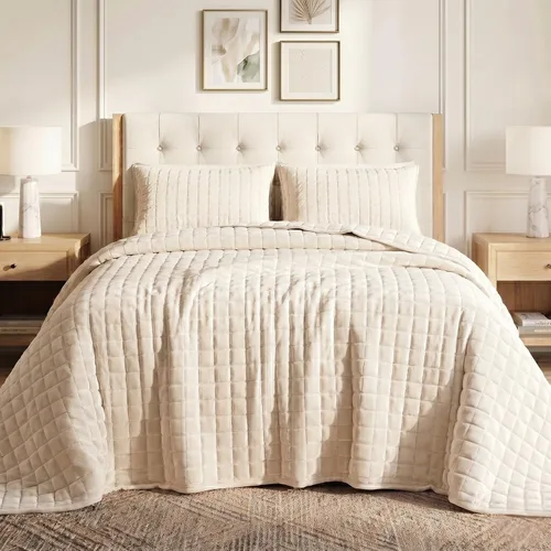 Vista 25 de Tribeca Living FLORENCEQUIKISI - Juego de acolchado Florencia, de terciopelo, sólido, tamaño grande), Negro, gemelo Ultra-Soft 260 GSM Plush