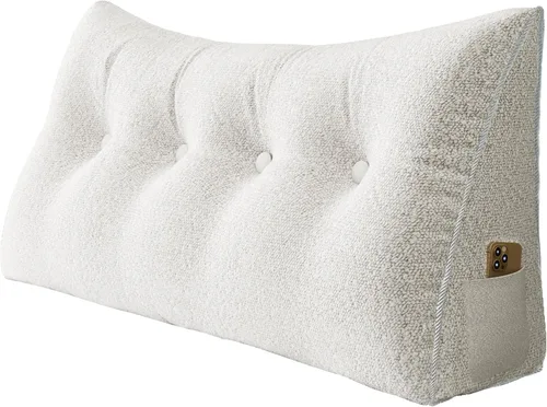 Vista 9 de Almohada de cabecera totalmente rellena y engrosada tamaño Queen, cabecera acolchada suave y firme, soporte grande, cojín cilíndrico triangular Negro