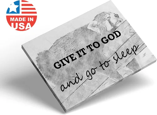 Vista 3 de Lienzo decorativo inspirador para pared, con cita "Give It to God, and Go to Sleep", arte de pared cristiano para decoración de dormitorio y casa