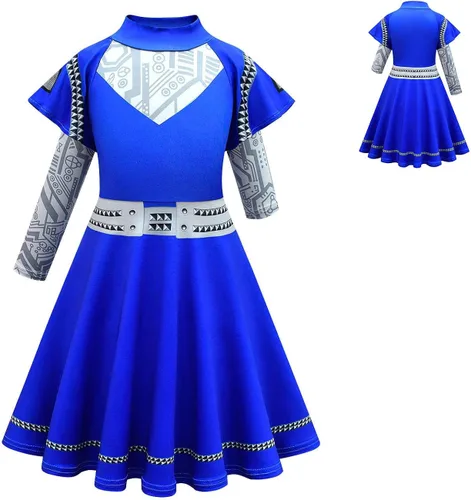 Vista 3 de FBHLZ Zombies - Disfraces de animadora para niñas, vestido de cosplay de Halloween, disfraz de animadora para fiestas, películas y niños