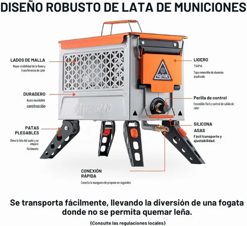Vista 5 de Ignik FireCan Elite, Hoguera portátil de propano de alta potencia