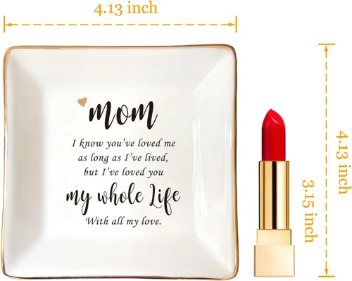 Vista 6 de HOME SMILE - Bandeja de cerámica para anillos para mamá, hermana, amigas