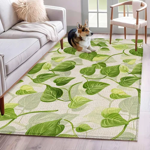 Vista 10 de 5x8 Area Rugs for Living Room, Spring Leaves Non-Slip Area Rugs for Living Room Bedroom Entryway, Abstract Retro Color Pastoral Plants Washable