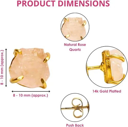 Vista 105 de Gempires Natural Raw Prong Setting Stud Earrings, 8-10 mm Crystals Earring, Handmade Jewelry, Gift for Her