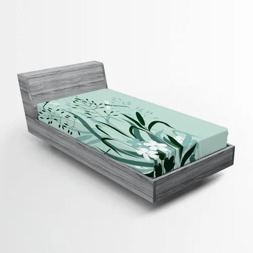 Vista 23 de Ambesonne Juego de sábanas bajeras veganas, ilustración de plátanos simétricamente alineados con patrón de frutas exóticas, funda de cama
