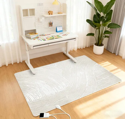 Vista 19 de Alfombra Eléctrica Calefactora de 35 x 55 pulgadas, Alfombra de Calefacción de Felpa Suave, Tapete Calefactor para Piso con Temporizador
