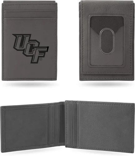 Vista 54 de Rico Industries NCAA - Cartera de bolsillo frontal grabada con láser gris, compacta, cómoda, delgada