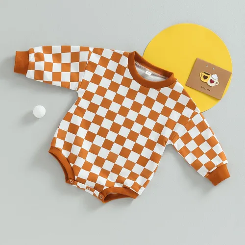 Vista 40 de Karuedoo Sudadera a cuadros para bebé niño y niña, mameluco de gran tamaño, manga larga, con burbujas, ropa neutra para otoño