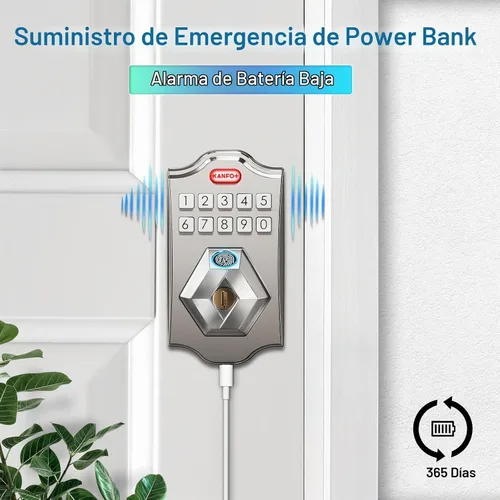 Vista 5 de KS2 huella digital, cerrojo de entrada sin llave con teclado, cerrojo electrónico, cerraduras inteligentes para puerta delantera, con código