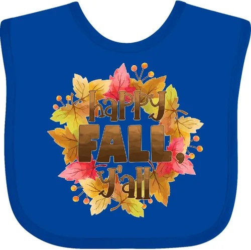 Vista 17 de inktastic Happy Fall, Y'all Fall Leaves Wreath Baby Bib