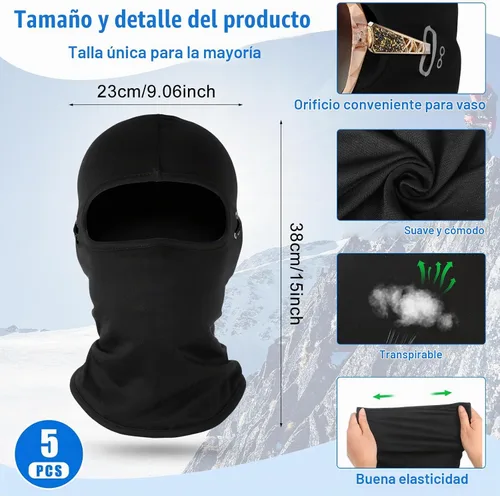 Vista 3 de Suhine 5 Piezas Máscara de Esquí de Pasamontañas Invierno, Resistente al Viento, Máscara Facial Completa Térmica para Clima Frío con Raya