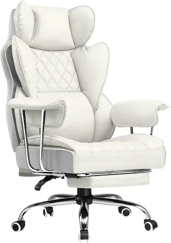 Vista 11 de COMHOMA Silla de juegos grande y alta con soporte lumbar de resorte de bolsillo, silla de oficina ergonómica con reposapiés, silla de escritorio