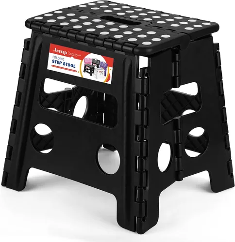 Vista 17 de ACSTEP Taburete plegable de 9 pulgadas, capacidad de 300 libras, taburetes plegables de plástico para niños y adultos, taburete plegable adecuado